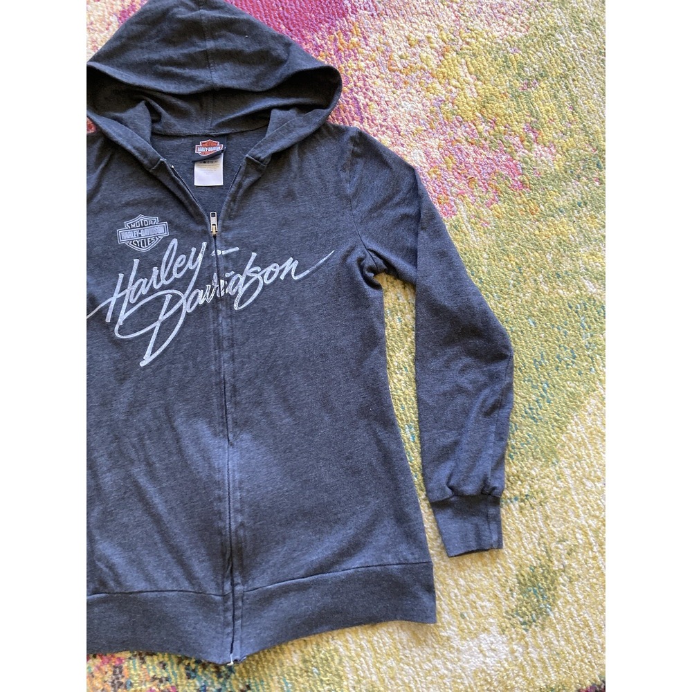 Harley Davidson Full Zip Hoodie Sweatshirt Womens Small Black Cool Springs VTG - Picture 3 of 11